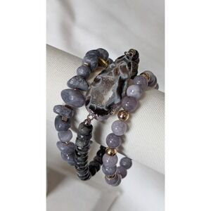 Kinsley Armelle Jasper, Agate, and Lapis Bracelet Stack